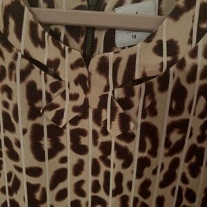 CAbi Brown Animal Print Blouse